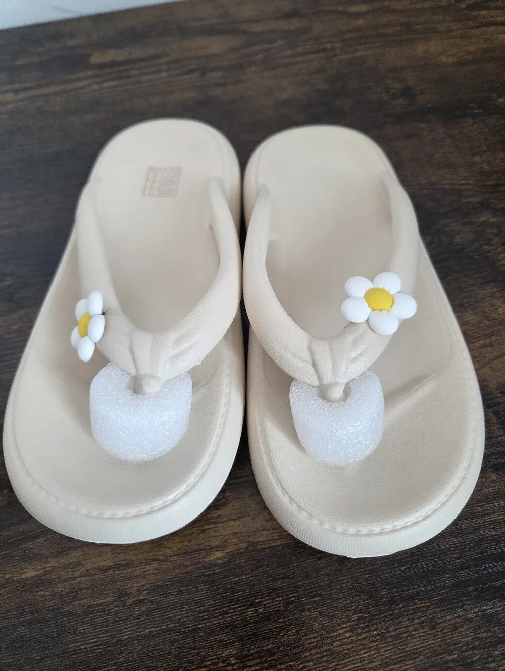 NEW Jelly Thong Sandals Cushion Vacation Beach Travel Flower Aloha Youth Kid 1.5